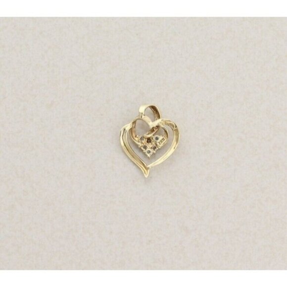 Pendant Only 10k Yellow Gold Diamond Heart Pendant - Picture 3 of 6